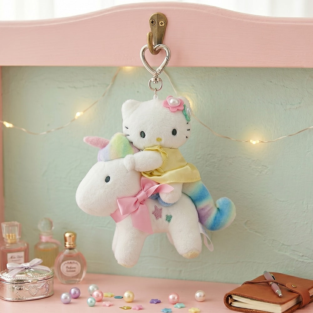 Hello Kitty White Unicorn Plush Keychain