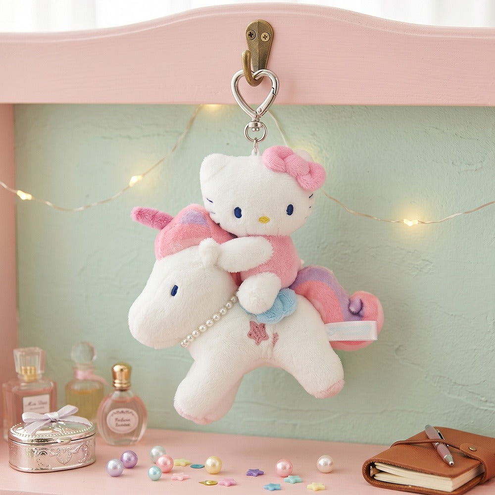 Hello Kitty White Unicorn Plush Keychain
