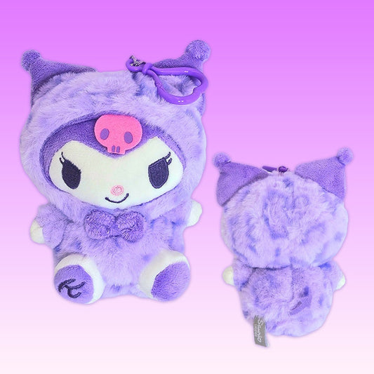 Kuromi Leopard Print Plush Keychain