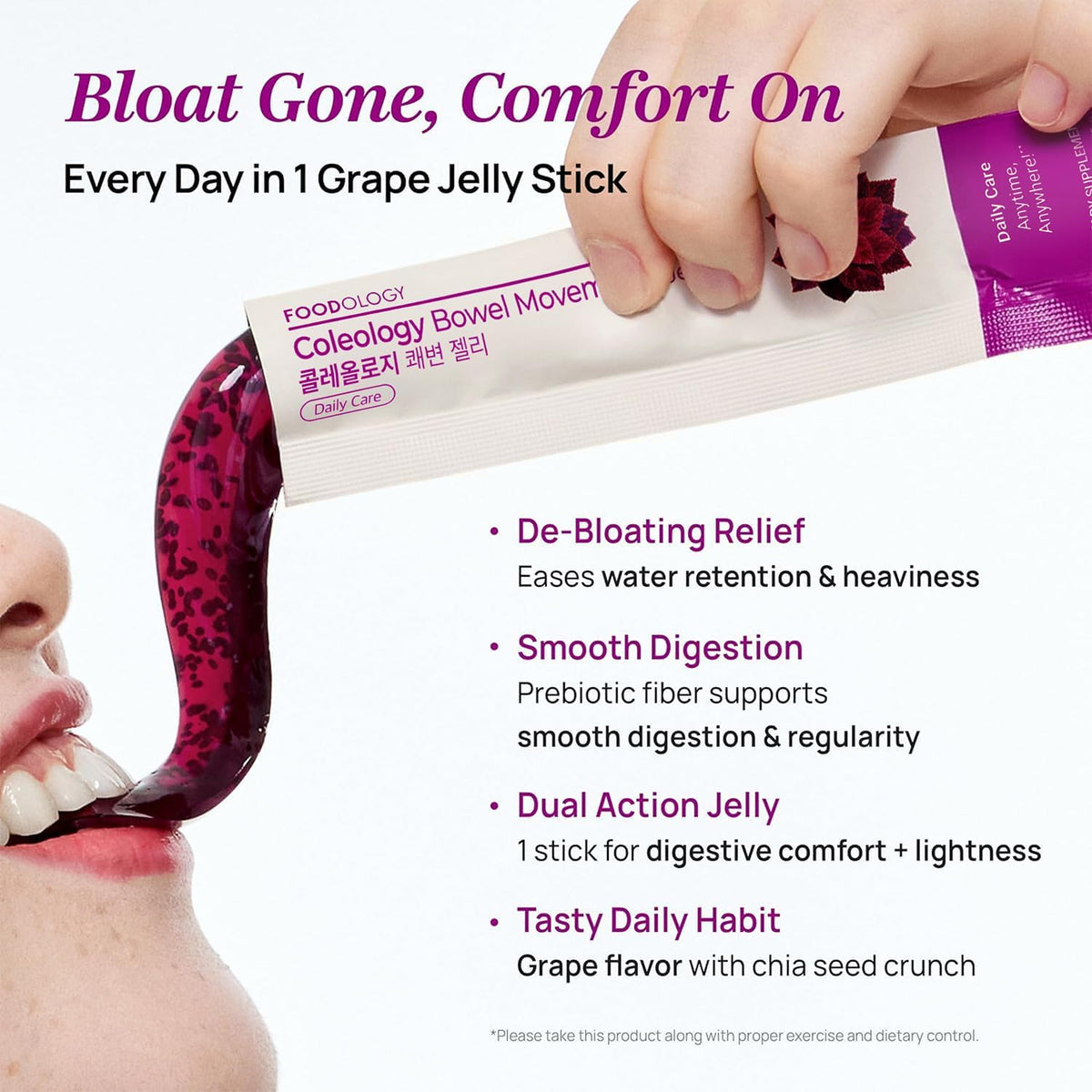[FOODOLOGY] Coleology Bowel Movement Jelly, Grape & Prune, 10 Sticks