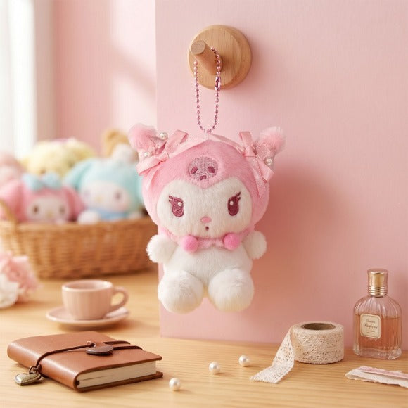 Kuromi Pearl Ribbon Keychain