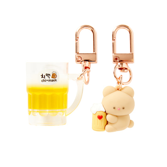 [Art Box] Chicken & Beer Keyring Set