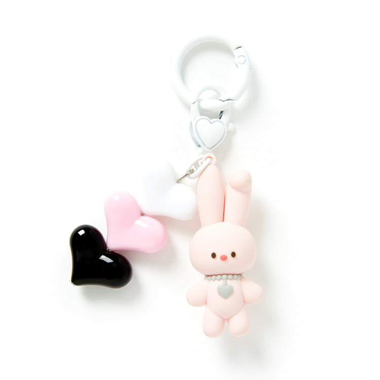 [Art Box] Long Rabbit Three-Heart Keyring