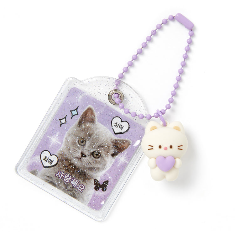 [Art Box] White Cat Mini Photo Keyring