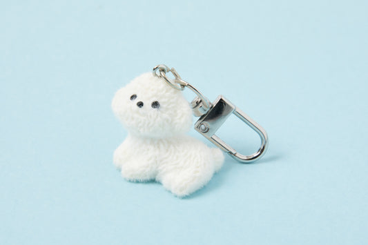 [Art Box] White Poodle Fluffy Keyring