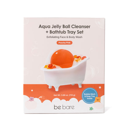 Be Bare Aqua Jelly Ball Cleanser+Bathtub Tray Set-Peachy Pink