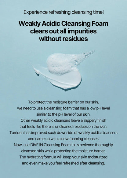 [Torriden] DIVE-IN Low Molecular Hyaluronic Acid Cleansing Foam