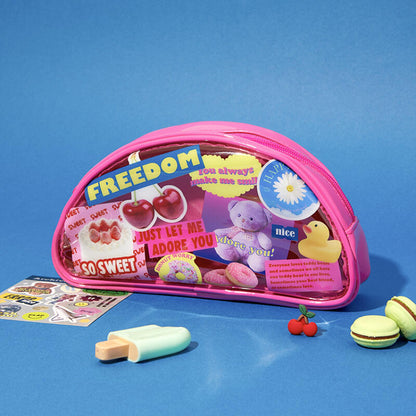 Pink Retro Bear PVC Multi Pouch