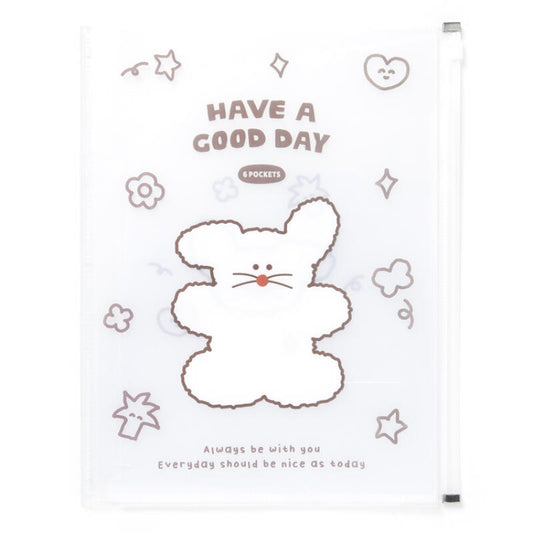Rabbit 6-Pocket Zip File Folder