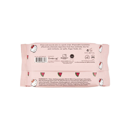 [The Crème Shop] X Hello Kitty 3-in-1 Complete Cleansing Towelettes, 60CT, Hydrating Watermelon