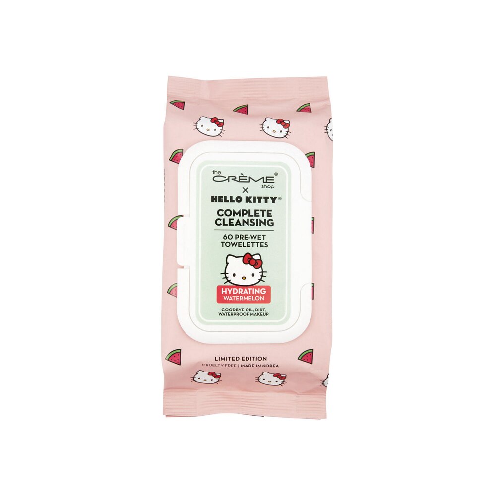 [The Crème Shop] X Hello Kitty 3-in-1 Complete Cleansing Towelettes, 60CT, Hydrating Watermelon